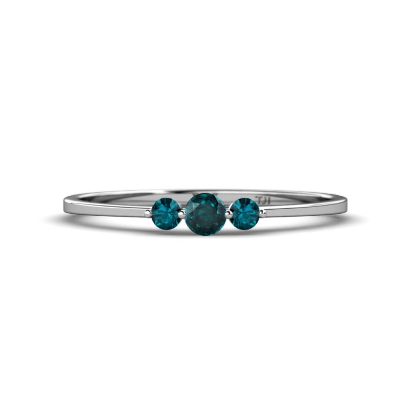 Shirley 3.50 mm Round London Blue Topaz Three Stone Engagement Ring 