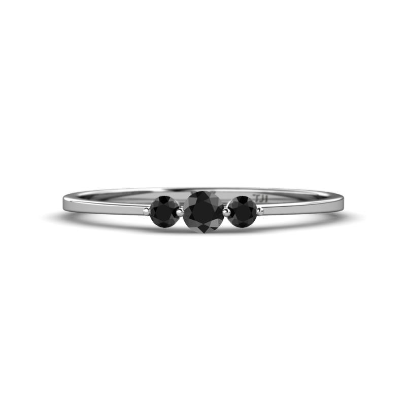 Shirley 3.50 mm Round Black Diamond Three Stone Engagement Ring 