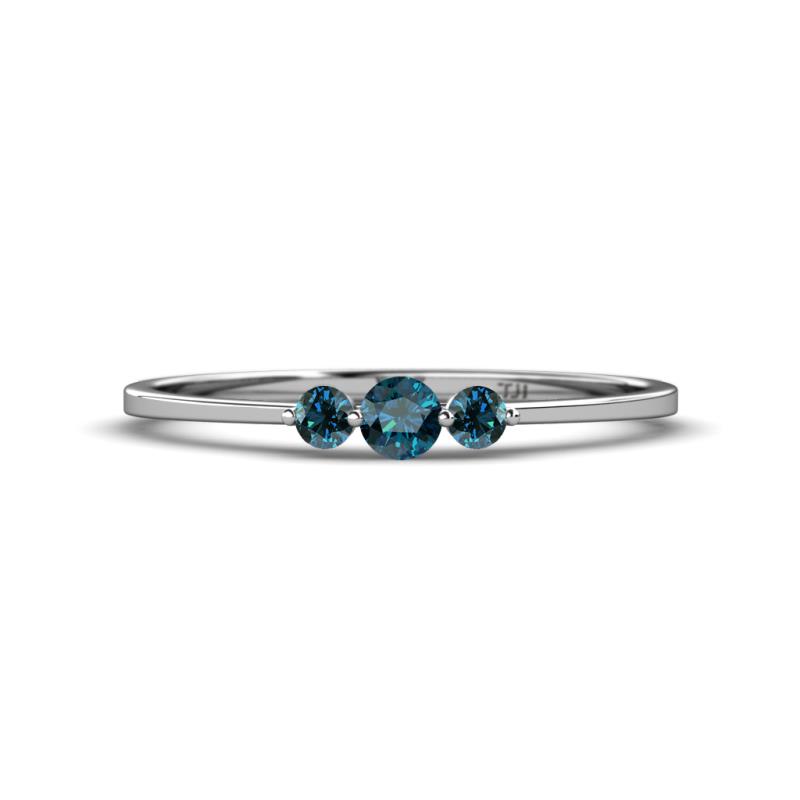 Shirley 3.50 mm Round Blue Diamond Three Stone Engagement Ring 