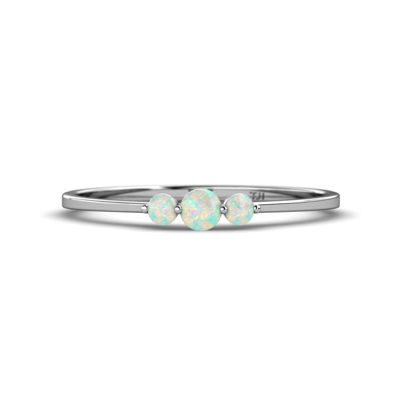 Shirley 3.50 mm Round Opal Three Stone Engagement Ring 