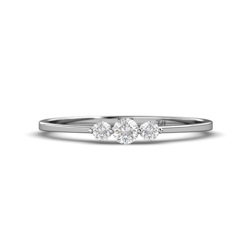 Shirley 3.50 mm Round White Sapphire Three Stone Engagement Ring 