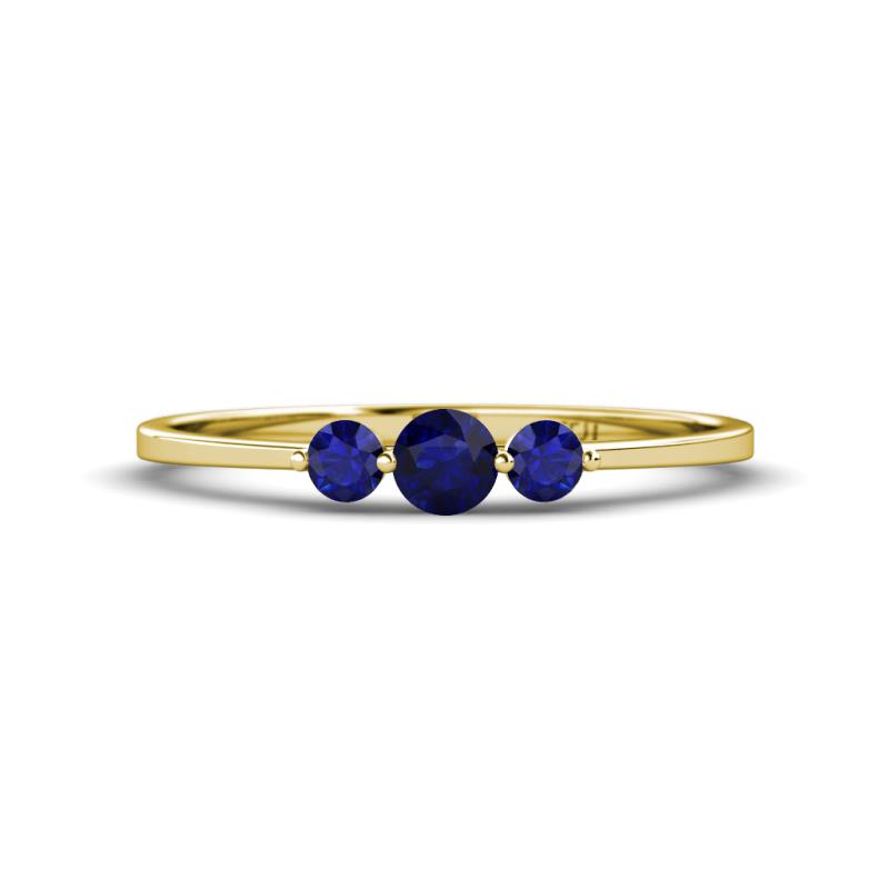 Shirley 4.00 mm Round Blue Sapphire Three Stone Engagement Ring 