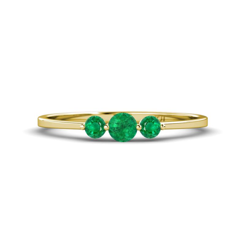Shirley 4.00 mm Round Emerald Three Stone Engagement Ring 