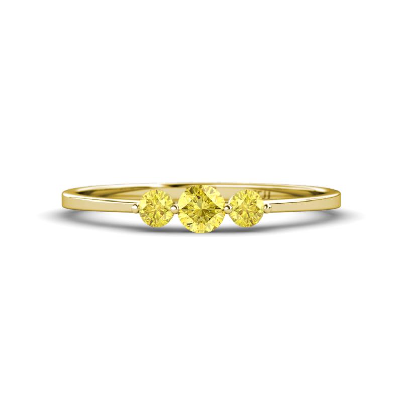 Shirley 4.00 mm Round Yellow Sapphire Three Stone Engagement Ring 