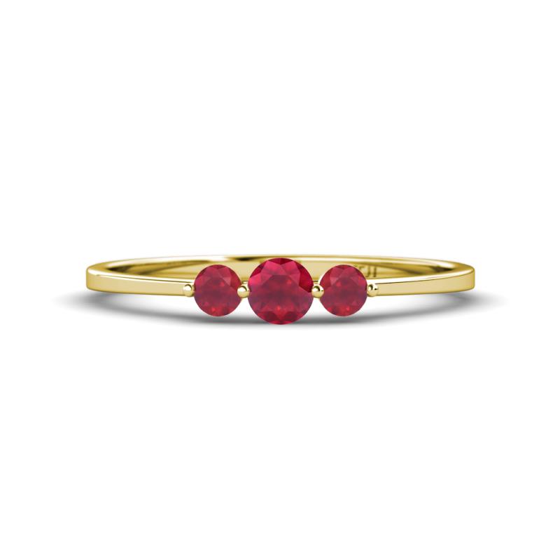 Shirley 4.00 mm Round Ruby Three Stone Engagement Ring 