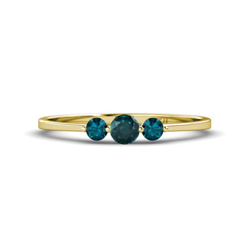 Shirley 4.00 mm Round London Blue Topaz Three Stone Engagement Ring 