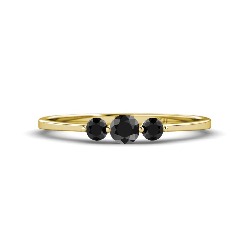 Shirley 4.00 mm Round Black Diamond Three Stone Engagement Ring 