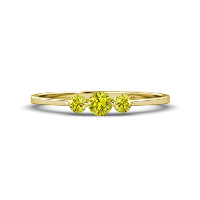 Shirley 4.00 mm Round Yellow Diamond Three Stone Engagement Ring 