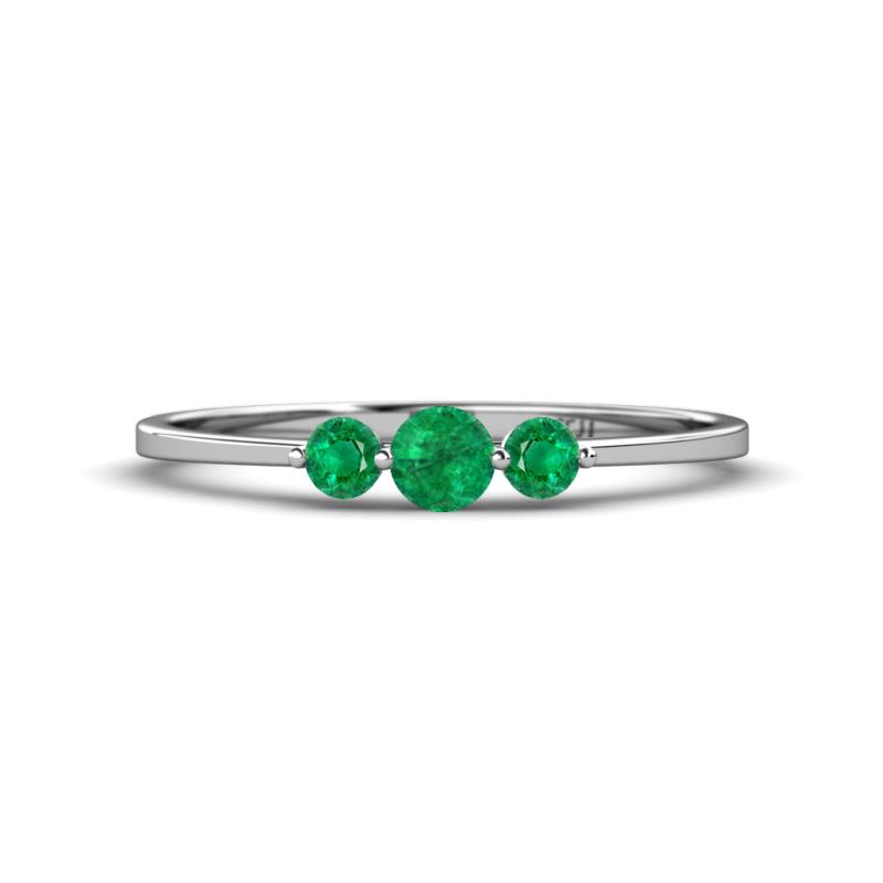 Shirley 4.00 mm Round Emerald Three Stone Engagement Ring 