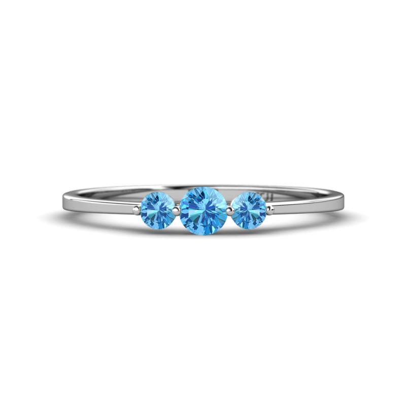 Shirley 4.00 mm Round Blue Topaz Three Stone Engagement Ring 