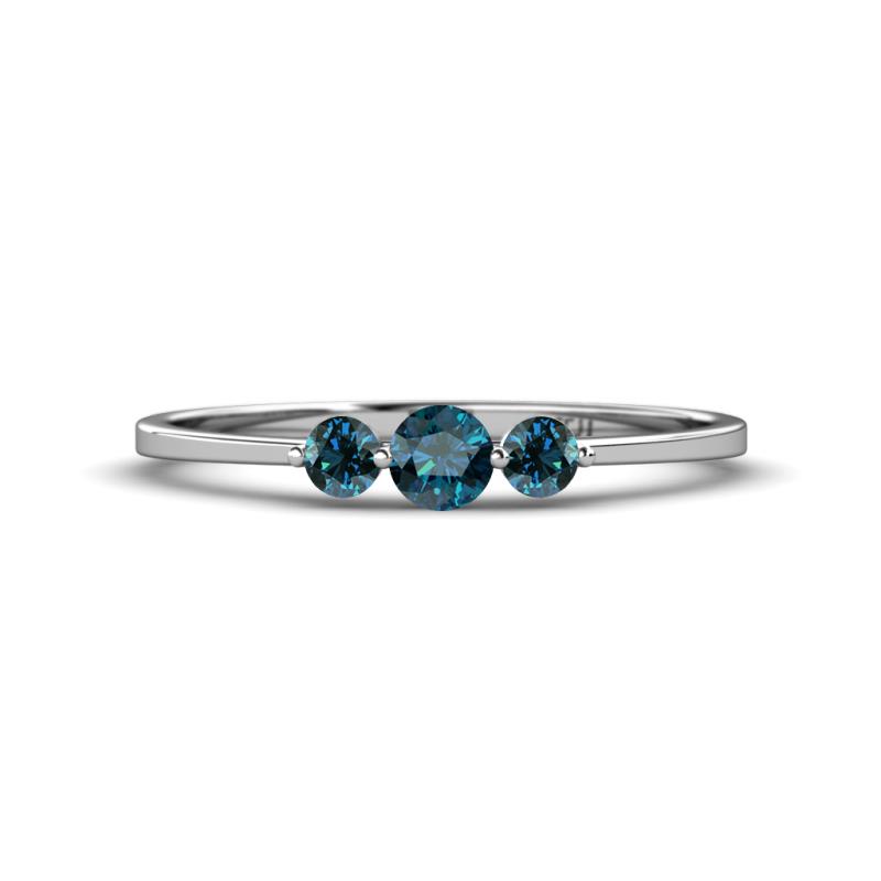 Shirley 4.00 mm Round Blue Diamond Three Stone Engagement Ring 