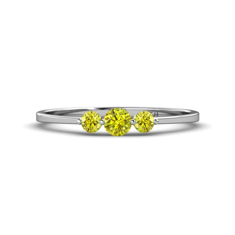 Shirley 4.00 mm Round Yellow Diamond Three Stone Engagement Ring 