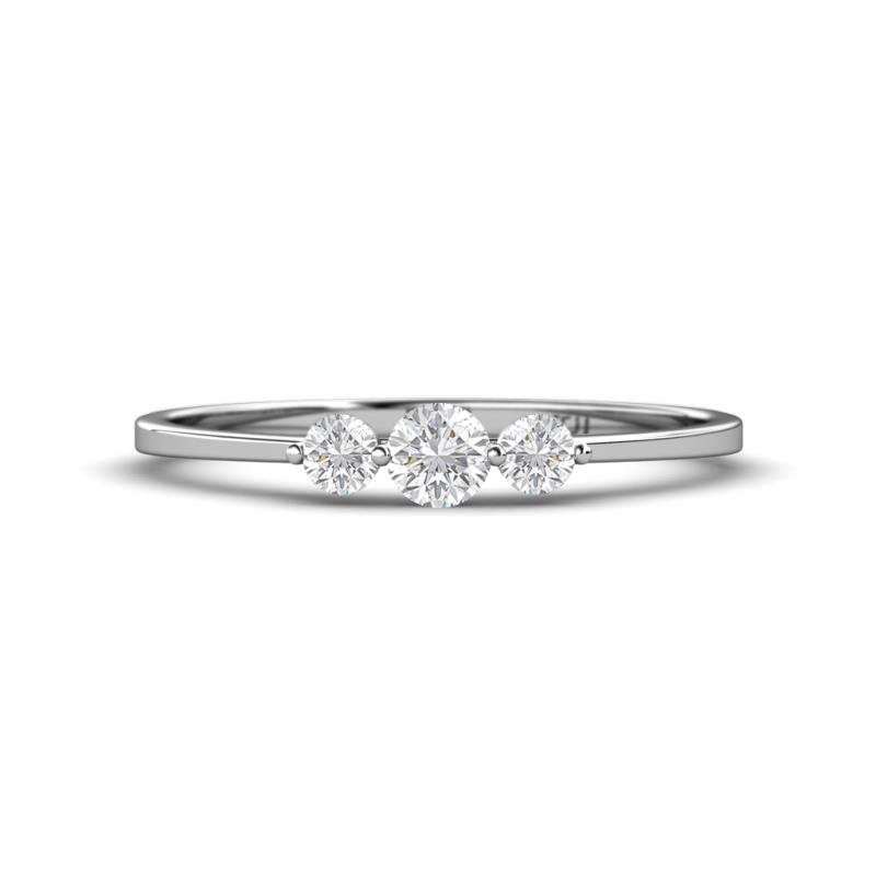 Shirley 4.00 mm Round White Sapphire Three Stone Engagement Ring 