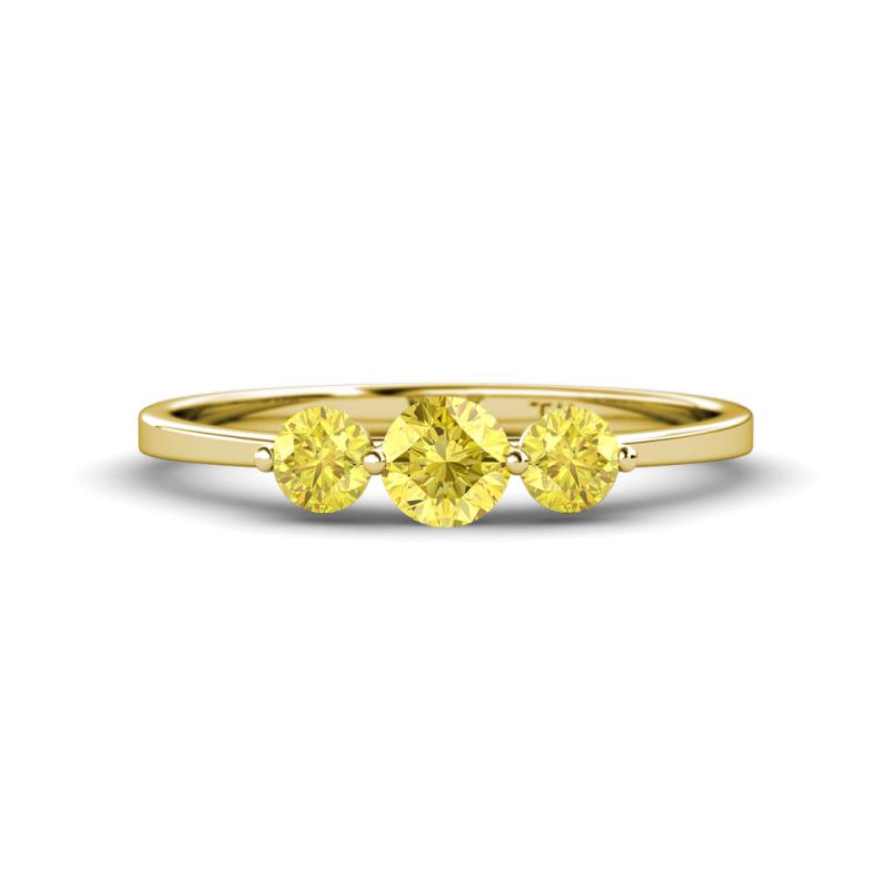 Shirley 5.00 mm Round Yellow Sapphire Three Stone Engagement Ring 
