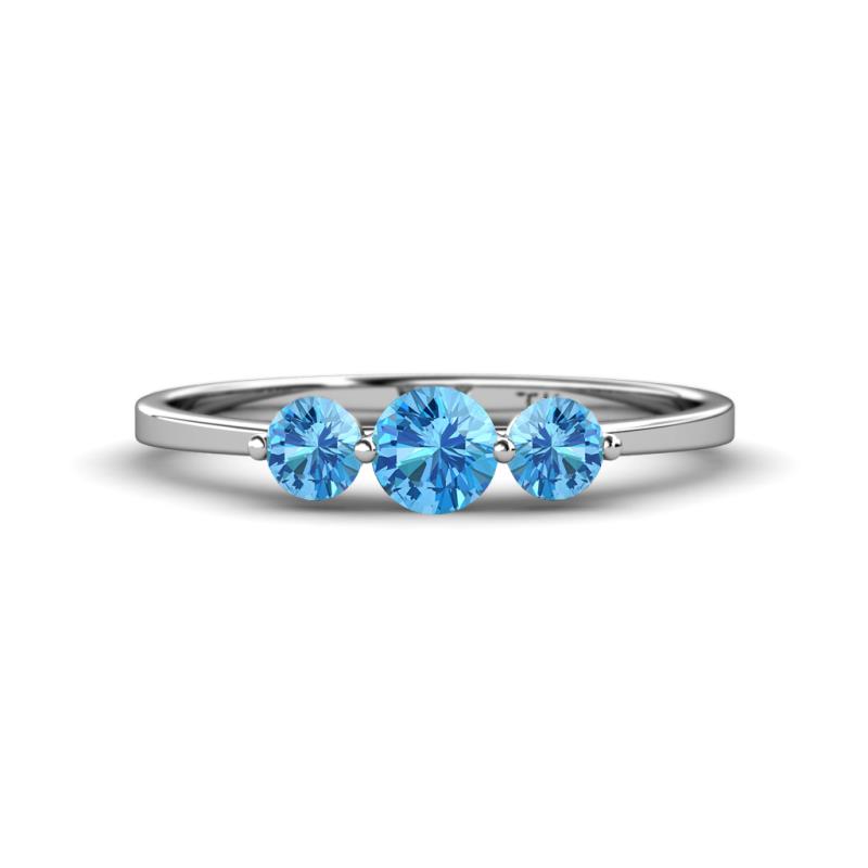 Shirley 5.00 mm Round Blue Topaz Three Stone Engagement Ring 