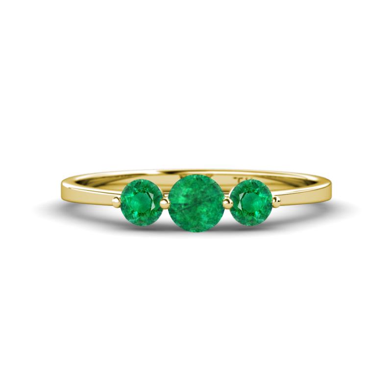 Shirley 5.00 mm Round Emerald Three Stone Engagement Ring 