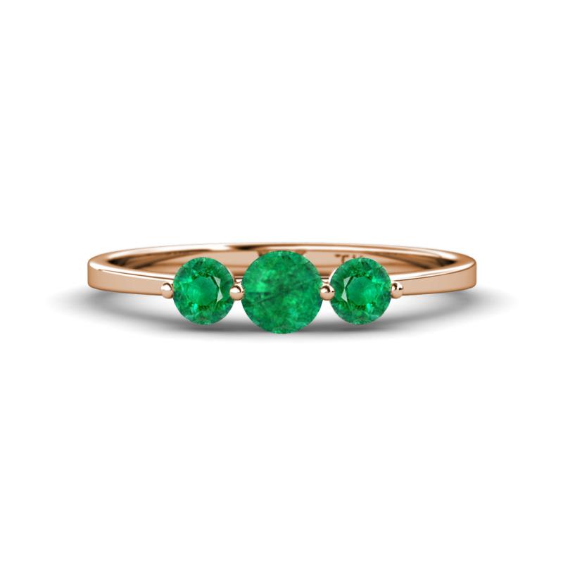 Shirley 5.00 mm Round Emerald Three Stone Engagement Ring 