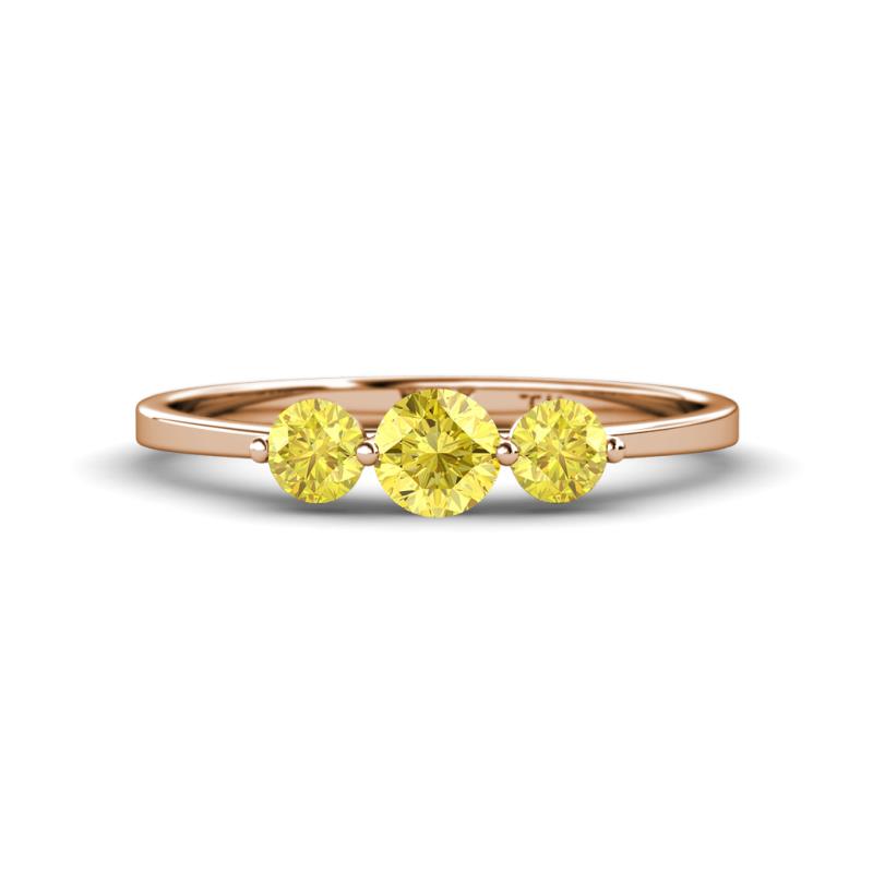 Shirley 5.00 mm Round Yellow Sapphire Three Stone Engagement Ring 