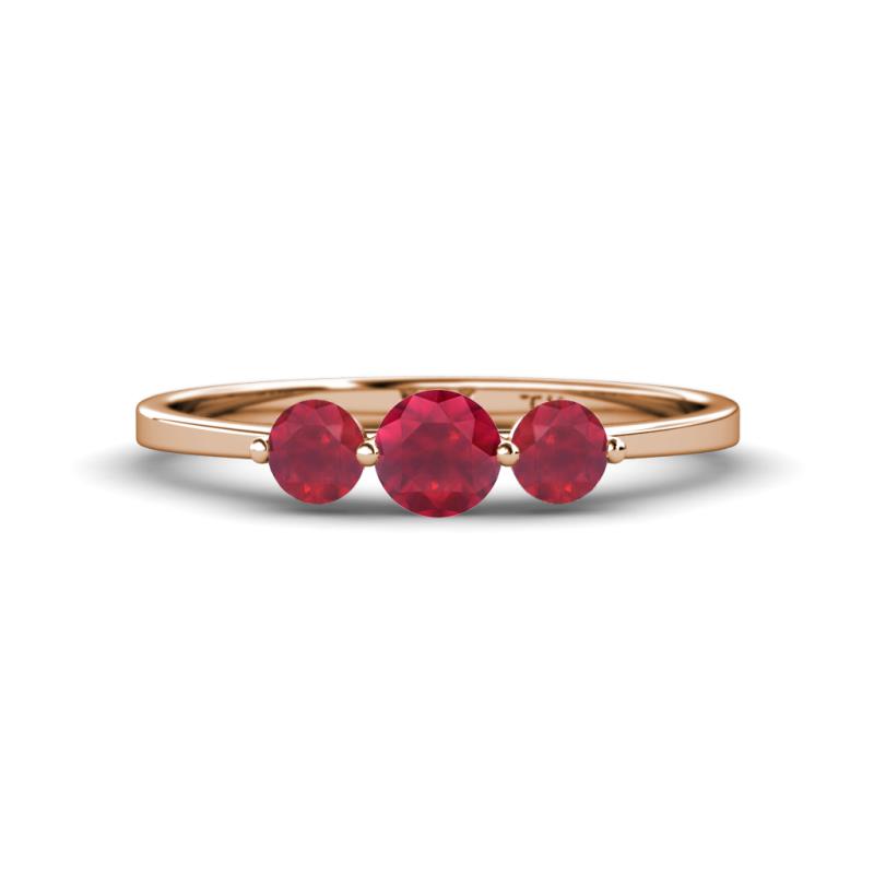 Shirley 5.00 mm Round Ruby Three Stone Engagement Ring 