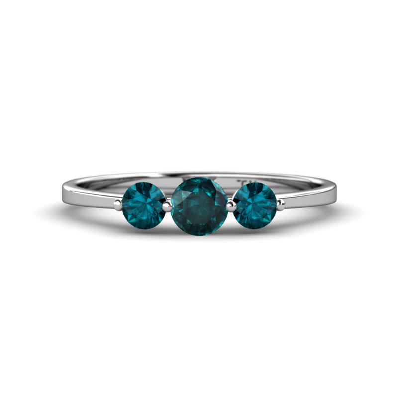 Shirley 5.00 mm Round London Blue Topaz Three Stone Engagement Ring 