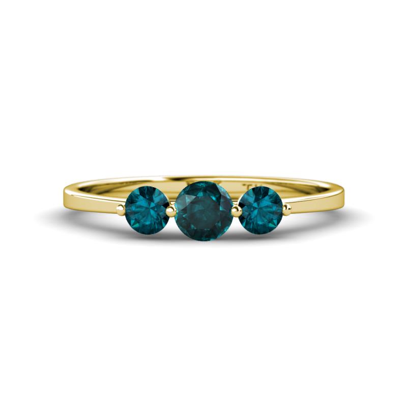 Shirley 5.00 mm Round London Blue Topaz Three Stone Engagement Ring 