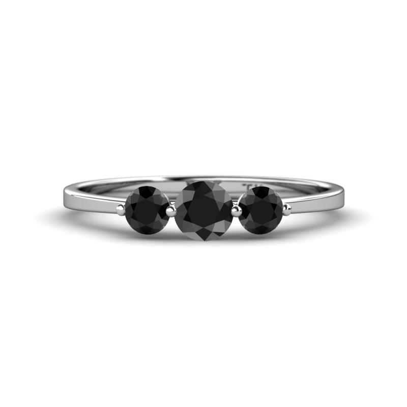 Shirley 5.00 mm Round Black Diamond Three Stone Engagement Ring 