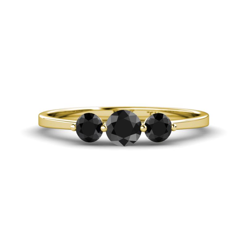Shirley 5.00 mm Round Black Diamond Three Stone Engagement Ring 