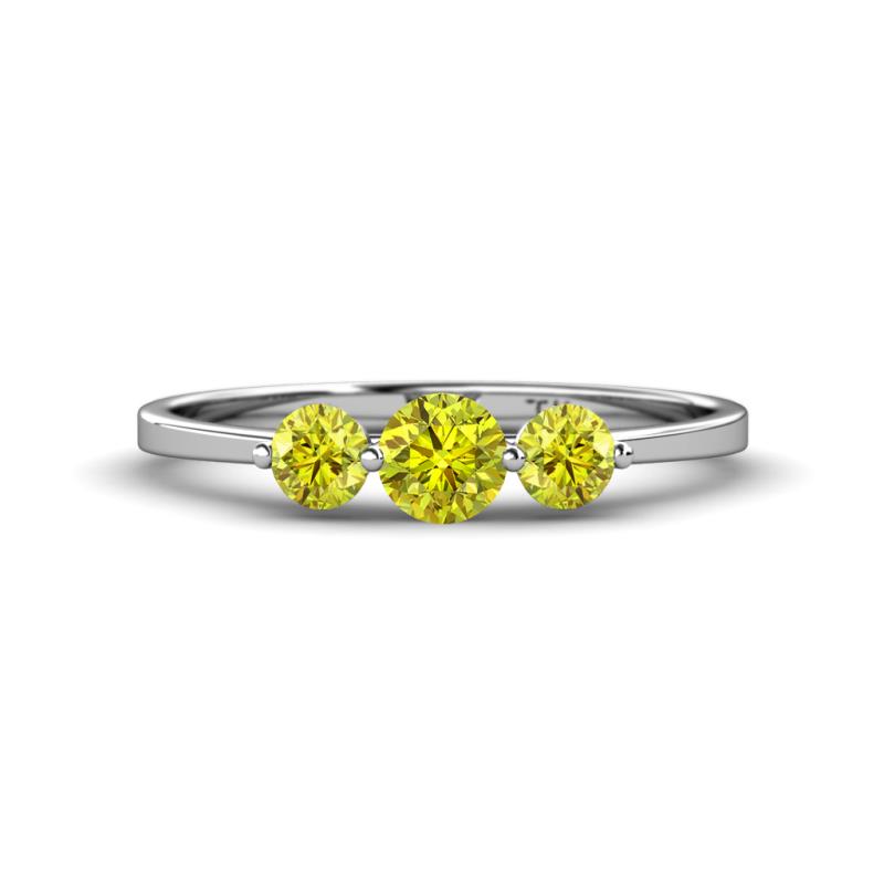Shirley 5.00 mm Round Yellow Diamond Three Stone Engagement Ring 