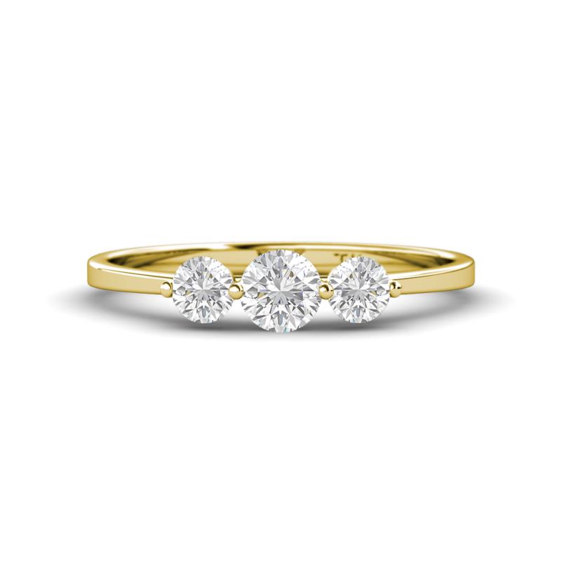 Shirley 5.00 mm Round White Sapphire Three Stone Engagement Ring 