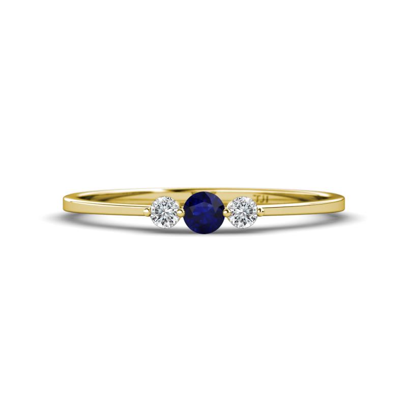 Shirley 3.50 mm Round Blue Sapphire and Diamond Three Stone Engagement Ring 