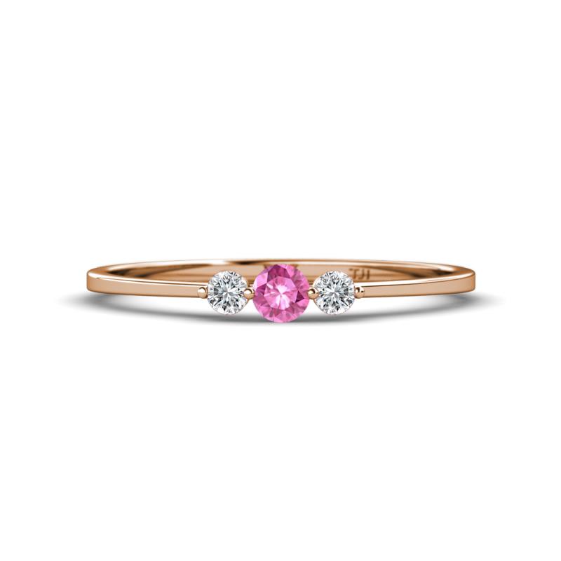 Shirley 3.50 mm Round Pink Sapphire and Diamond Three Stone Engagement Ring 