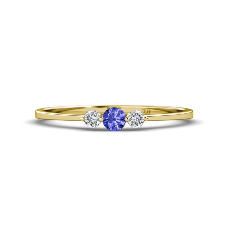 Shirley 3.50 mm Round Tanzanite and Diamond Three Stone Engagement Ring 