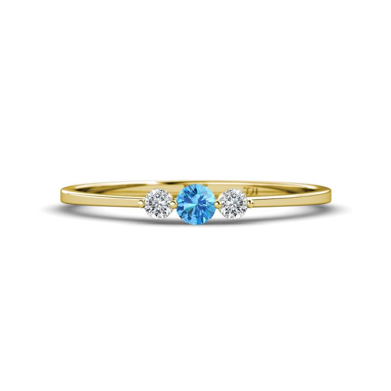 Shirley 3.50 mm Round Blue Topaz and Diamond Three Stone Engagement Ring 