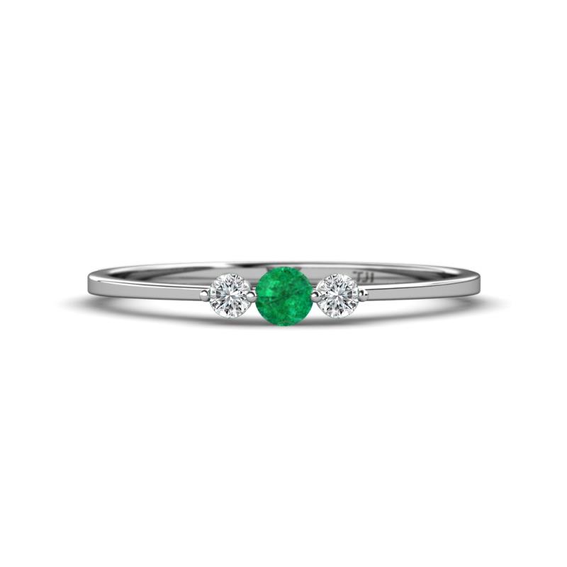 Shirley 3.50 mm Round Emerald and Diamond Three Stone Engagement Ring 