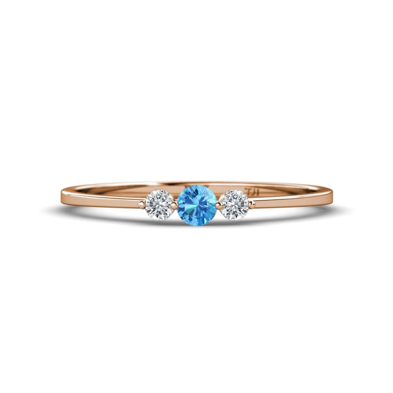 Shirley 3.50 mm Round Blue Topaz and Diamond Three Stone Engagement Ring 