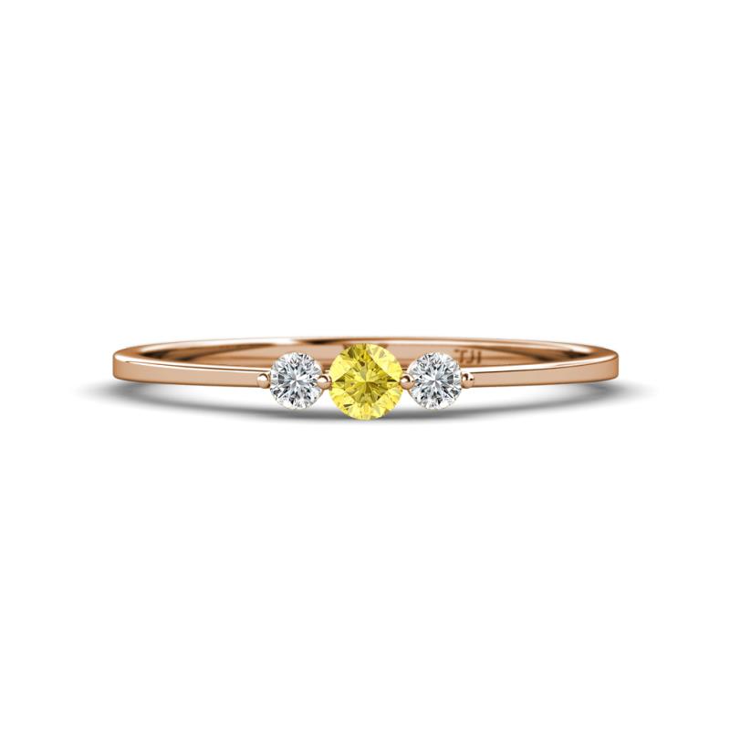 Shirley 3.50 mm Round Yellow Sapphire and Diamond Three Stone Engagement Ring 