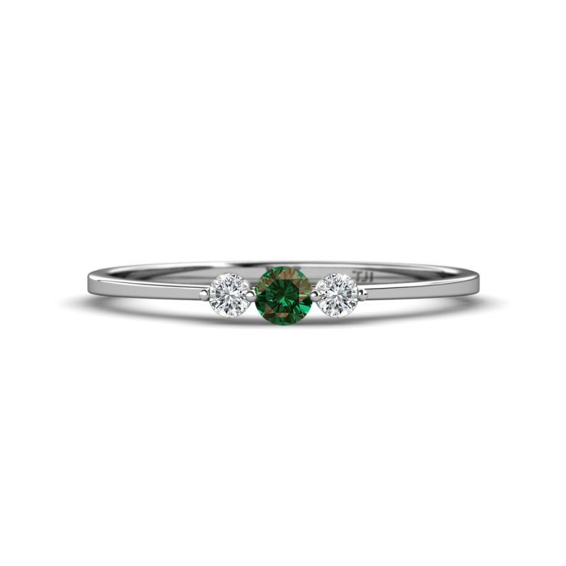 Shirley 3.50 mm Round Created Alexandrite and Diamond Three Stone Engagement Ring 