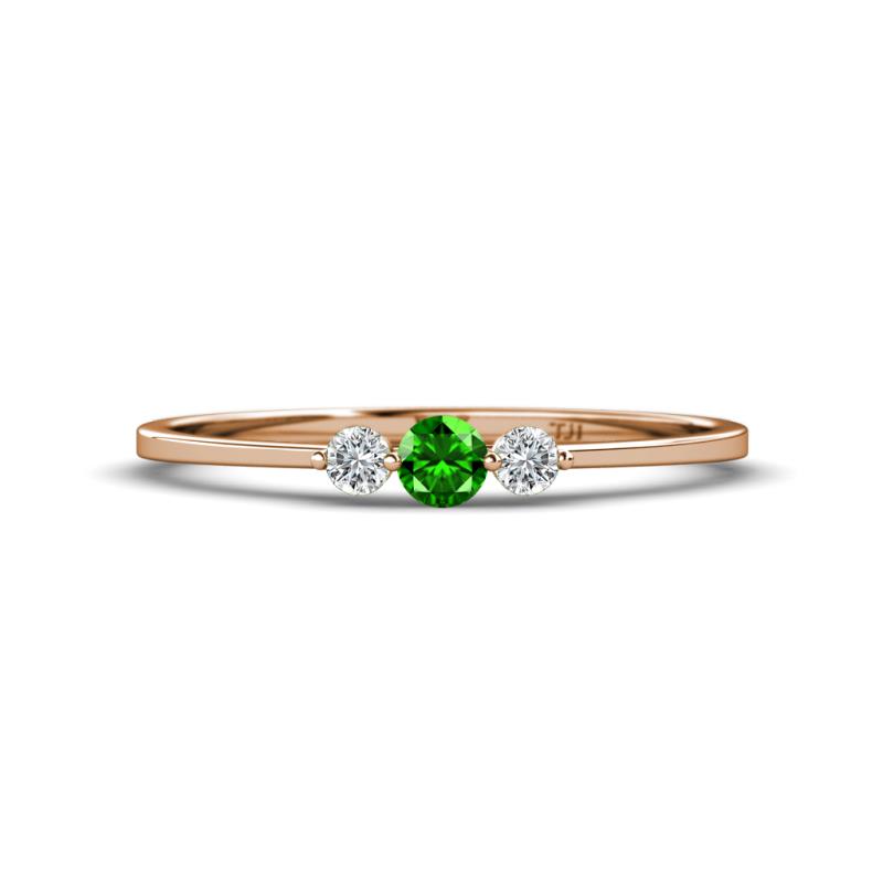 Shirley 3.50 mm Round Green Garnet and Diamond Three Stone Engagement Ring 
