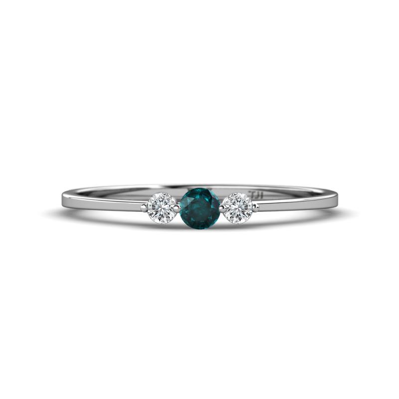 Shirley 3.50 mm Round London Blue Topaz and Diamond Three Stone Engagement Ring 