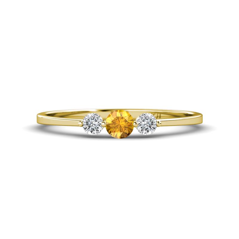 Shirley 4.00 mm Round Citrine and Diamond Three Stone Engagement Ring 