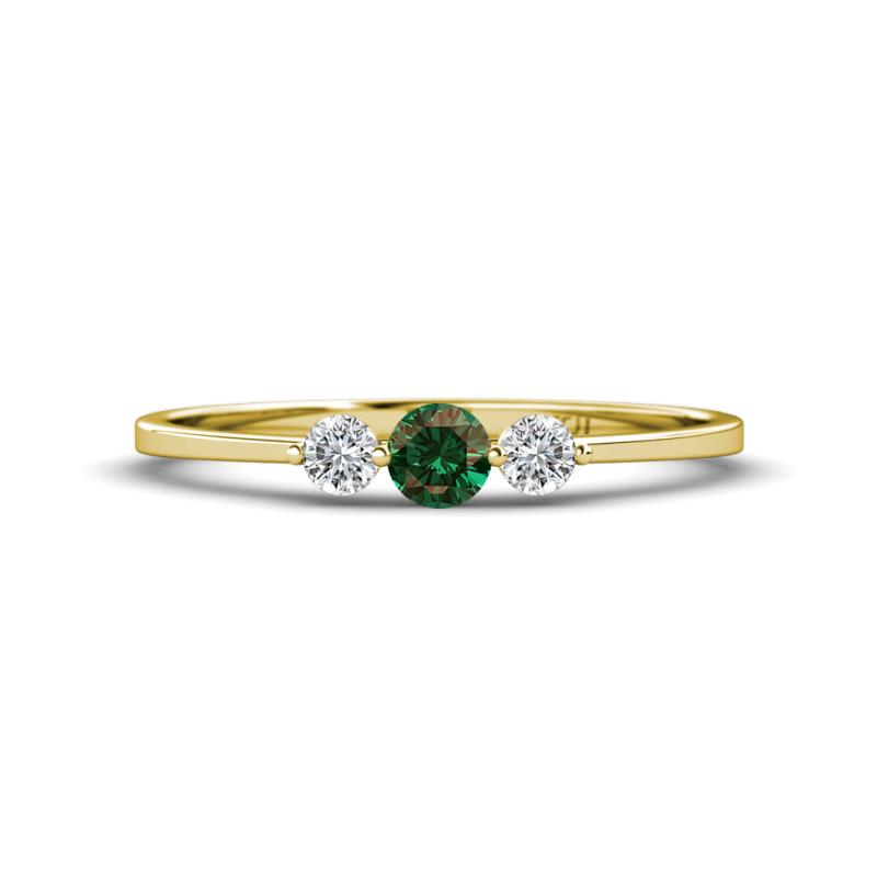 Shirley 4.00 mm Round Created Alexandrite and Diamond Three Stone Engagement Ring 