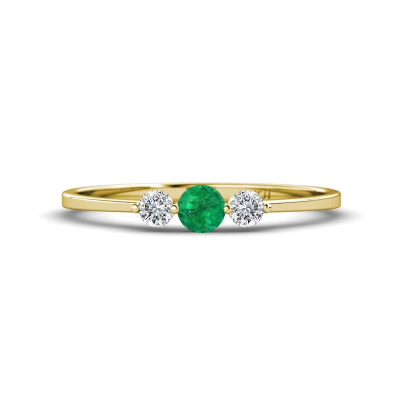 Shirley 4.00 mm Round Emerald and Diamond Three Stone Engagement Ring 
