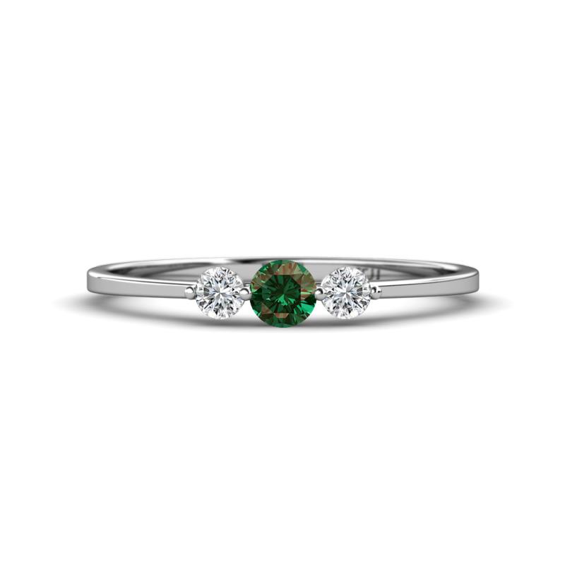 Shirley 4.00 mm Round Created Alexandrite and Diamond Three Stone Engagement Ring 