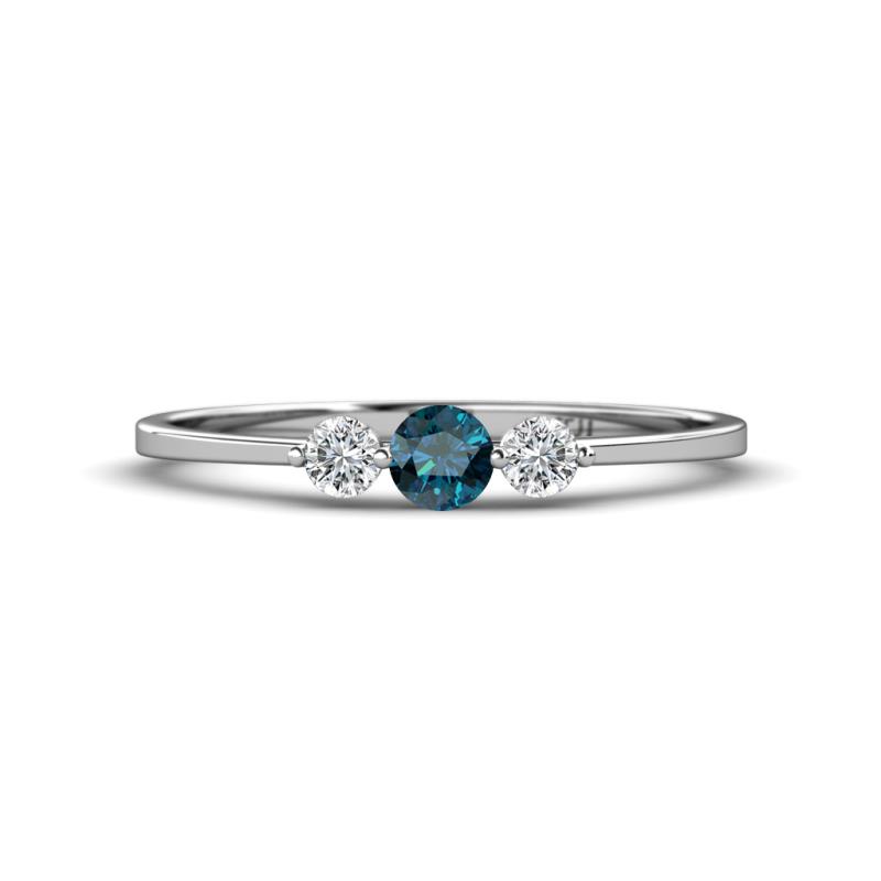 Shirley 4.00 mm Round Blue and White Diamond Three Stone Engagement Ring 