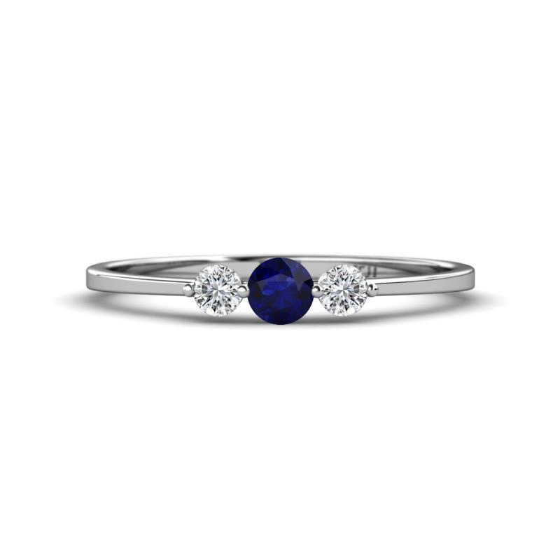 Shirley 4.00 mm Round Blue Sapphire and Diamond Three Stone Engagement Ring 