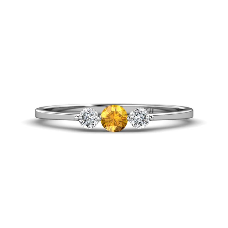 Shirley 4.00 mm Round Citrine and Diamond Three Stone Engagement Ring 