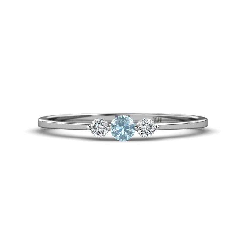 Shirley 3.50 mm Round Aquamarine and Lab Grown Diamond Three Stone Engagement Ring 