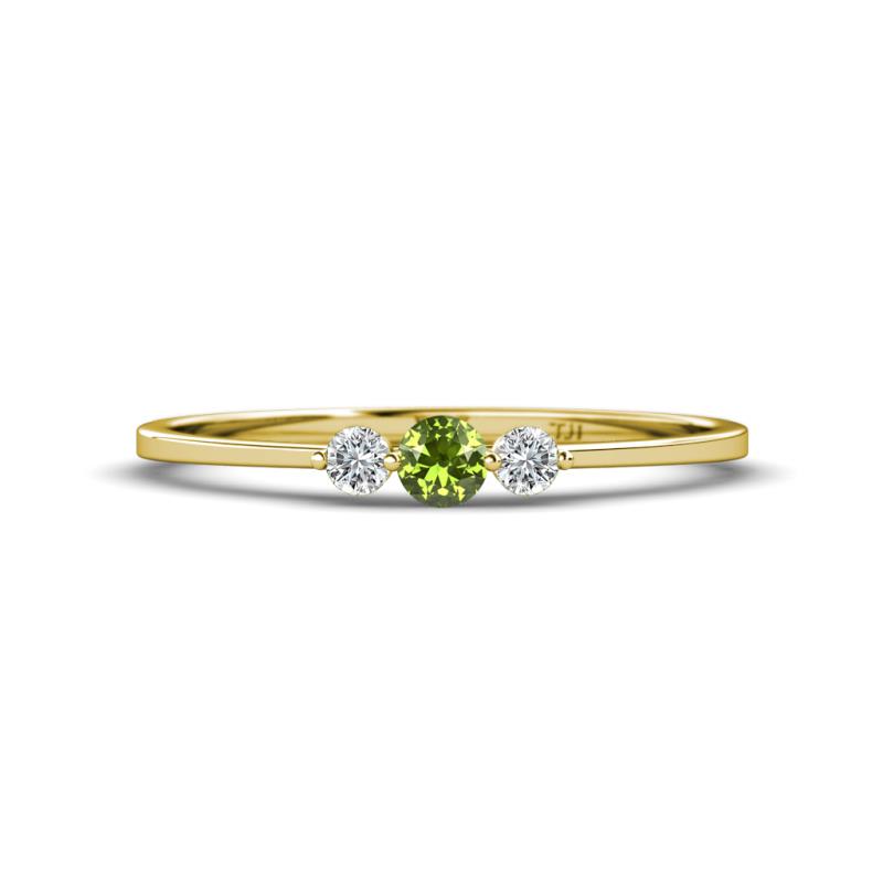 Shirley 3.50 mm Round Peridot and Lab Grown Diamond Three Stone Engagement Ring 