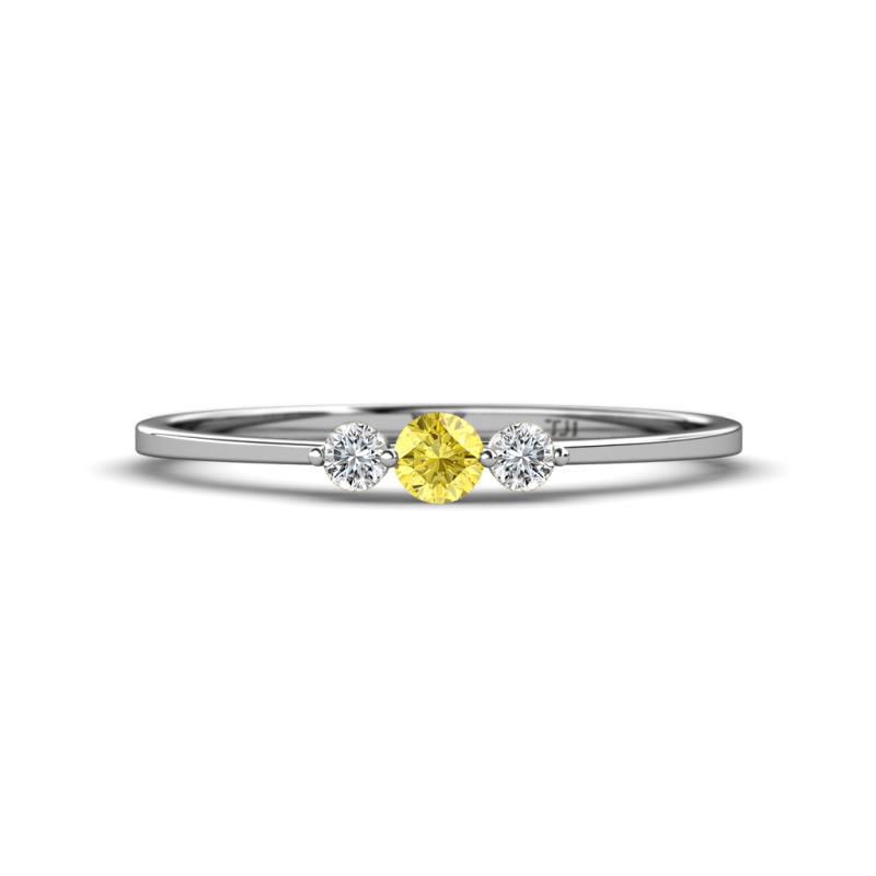 Shirley 3.50 mm Round Yellow Sapphire and Lab Grown Diamond Three Stone Engagement Ring 