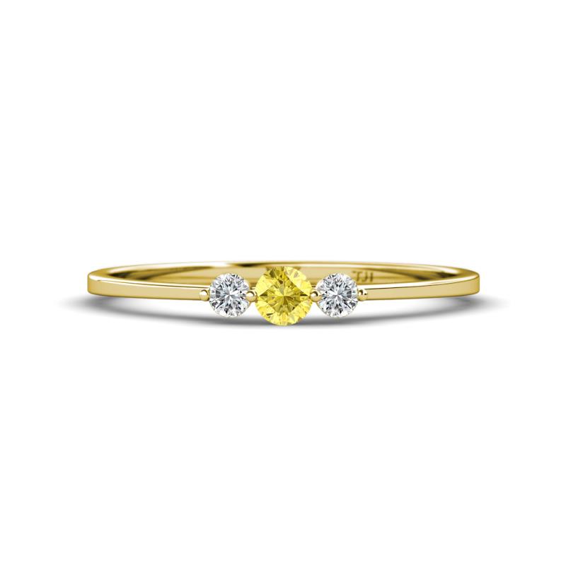 Shirley 3.50 mm Round Yellow Sapphire and Lab Grown Diamond Three Stone Engagement Ring 
